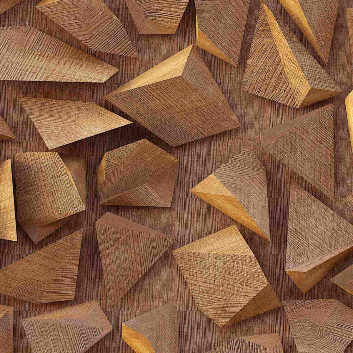 טפט תלת מימד צורות גאומטריות מעץ טבעי