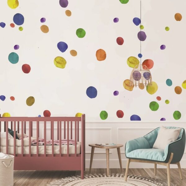 מדבקות קיר לחדר ילדים עיגולים אבסטרקט בצבעים ובגדלים שונים לפחות 48 יח' במארז