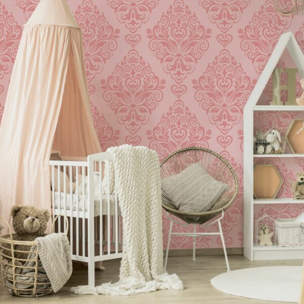 טפט לחדר תינוקות מדליונים אוריינטלי צבע ורוד