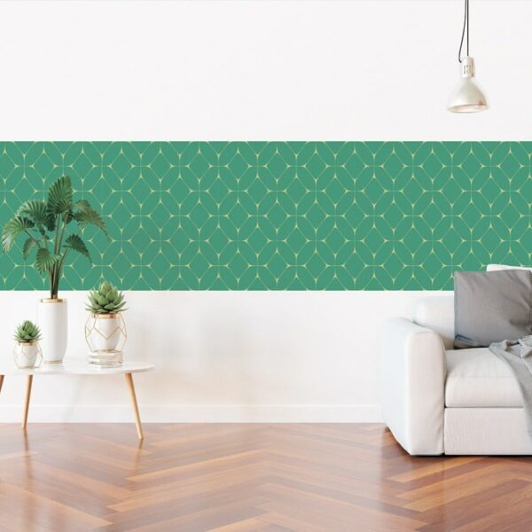 טפט בורדר גאומטרי צבע ירוק. מתאים להדבקה על קיר. מידות רוחב 1 מטר אורך 3.5 מחיר ליחידה