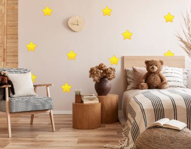 מדבקות קיר לחדר ילדים כוכבים צהובים לפחות 48 יח' במארז